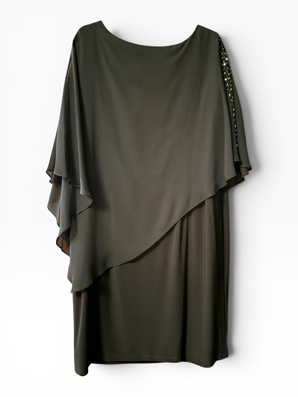Asymmetrical Overlay Dress with Embellished Shoulders - Picture 3 of 6